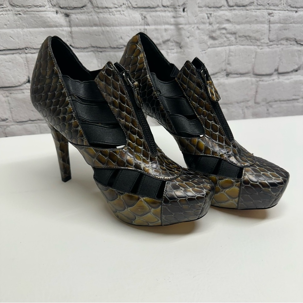 Donna Karan snake embossed bootie 37 US 7